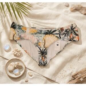 Rachel Roy Tropical Coral Reef Bikini Bottom - NWT - Size XL - Ruched